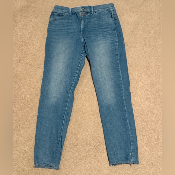 Express Denim - Express High Rise Skinny Jeans Light Wash Raw Hem Women’s Size 12